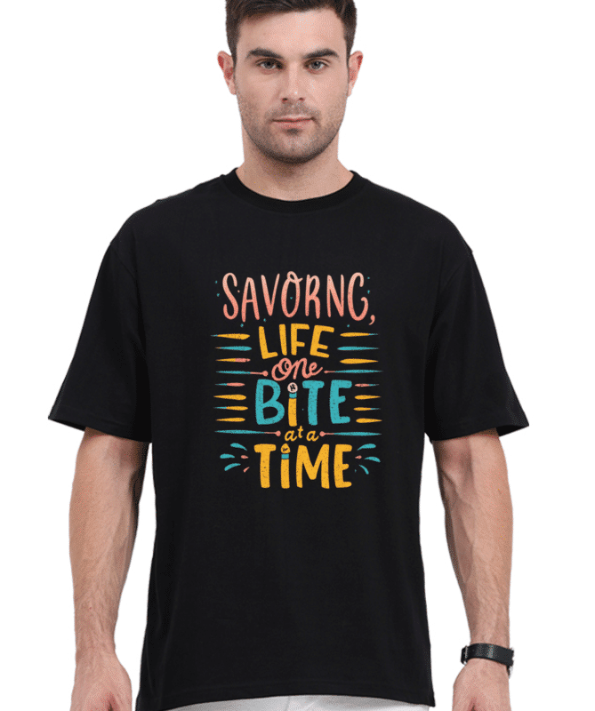 savour life one bite at a time tshirt